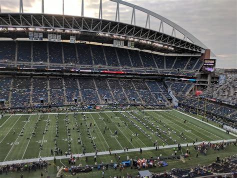 Seats in these sections have idyllic views of the field, owing to their perfect elevation and unobstructed sitelines. . Lumen field view from seats